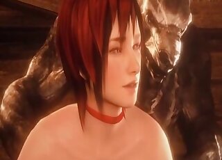 فتاة ذات شعر أحمر ثلاثية الأبعاد تحب الحيوانات تحصل على شرجها من قبل وحش