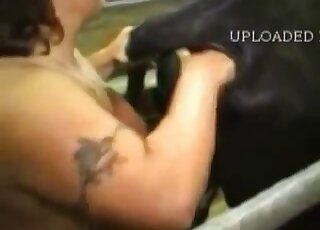 BBW broad is covered in poo after doing anal fisting on cows