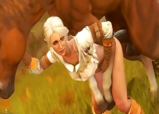 Brutal animated zoo scenes with a blonde taking merciless horse cock