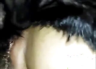 Dog humps woman's hairy pussy in closeup cam scenes