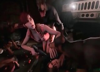 Gorgeous anime chick attacked by horny dogs in bestiality anime film