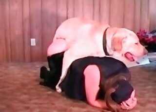 Active MILF lets a big canine use his cock in her needy cunt