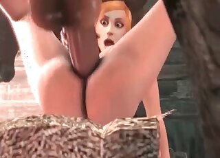 Entranced anime chick gets pussy destroyed by a monstrous beast