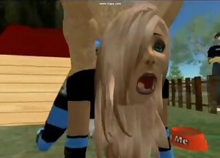 3D outdoor zoo porn movie with a brown dog that fucks two girls