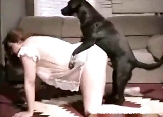 Buttfuck scene featuring a horny babe that loves zoophilic anal